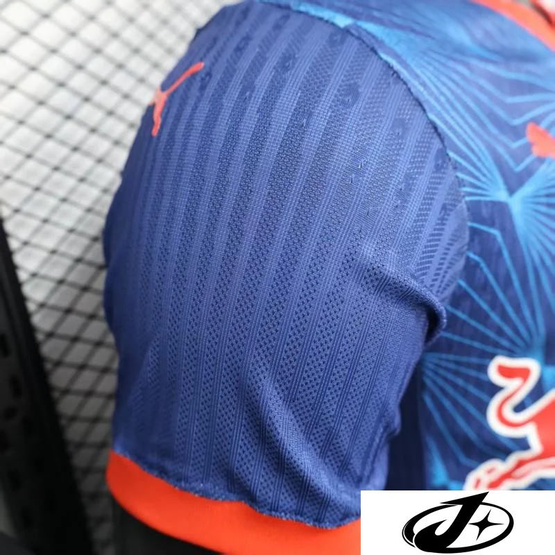 Player Version 25/26 RB Bragantino Blue with Geometric Pattern and Red Bull Logo Jersey - Image 9