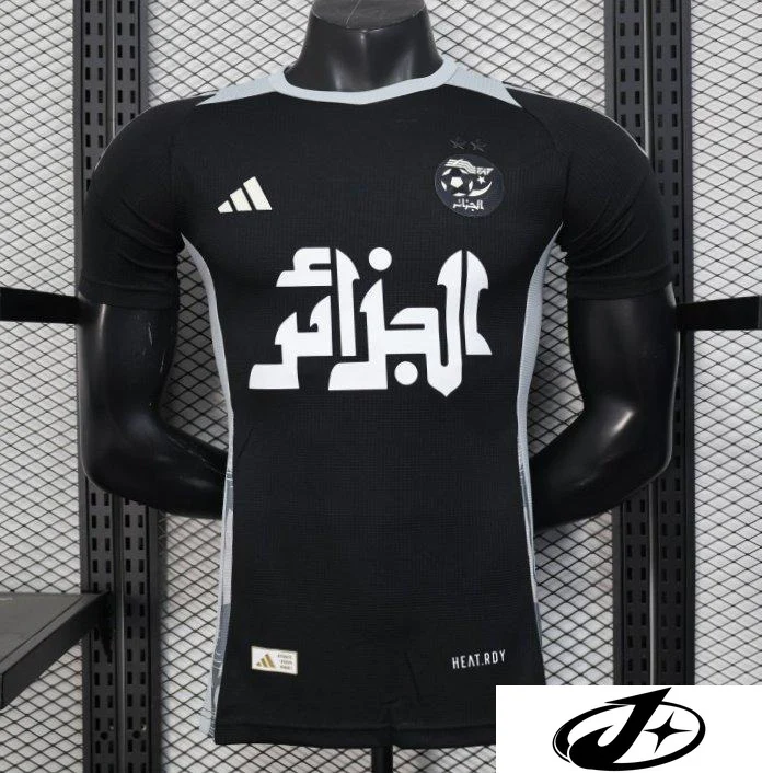 Player Version 2025 Algeria Black with White Arabic Sponsor Jersey - Image 2